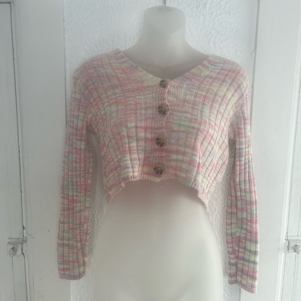 Cropped Cardigan with Button Detail